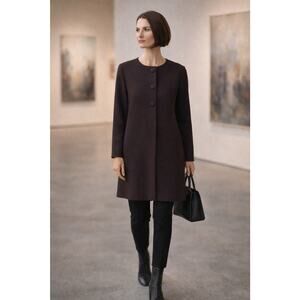 Eileen Fisher 3 Button Knit Jacket Rum Raisin J1257M Womens Sz M EUC Minimalist